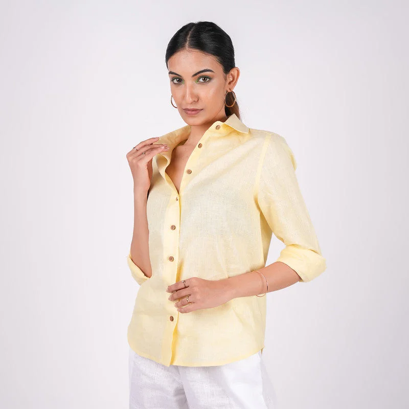Bigger Savings, Better Shopping!Linen Shirt for Women | Yellow | Full Sleeves