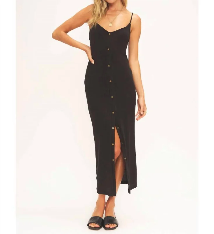 Don’t Wait – Shop Today!Lucia Snap Front Tank Dress In Black