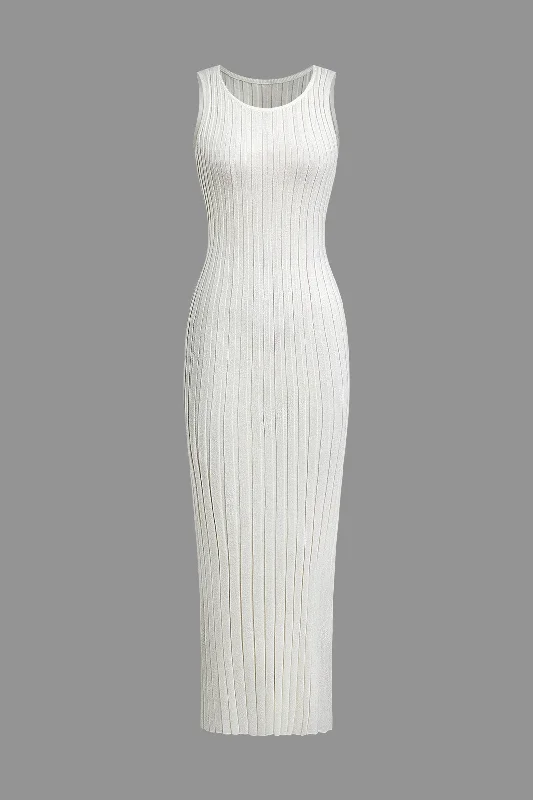 Your Discount is Waiting!Round Neck Tie Waist Rib Knit Tank Dress