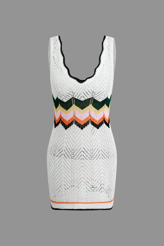 Sale Alert – Get Ready to Shop!Contrast Crochet Knit Tank Dress