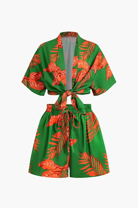 Limited Deals, Unlimited Savings!Leaf Print Shirt And Shorts Set