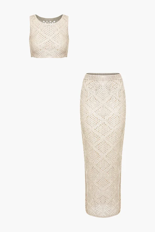 Your Wallet Will Thank You!Hollow Out Crop Tank Top And Maxi Skirt Set