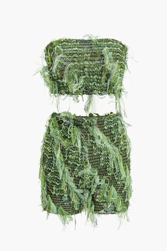Limited-Time Price Drop!Distressed Tube Top And Shorts Set