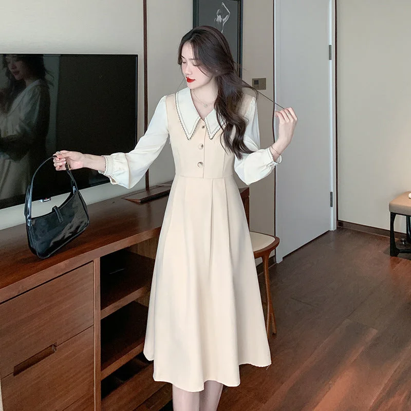 Must-Have Deals Inside!NiDELL Long Sleeve Dress . Spring and Autumn Long Sleeve New Pleating Shirt Socialite Elegant Mid-Length Dress Lady Must-Have Deals Inside!NiDELL Long Sleeve Dress . Spring and Autumn Long Sleeve New Pleating Shirt Socialite Elegant Mid-Length Dress Lady