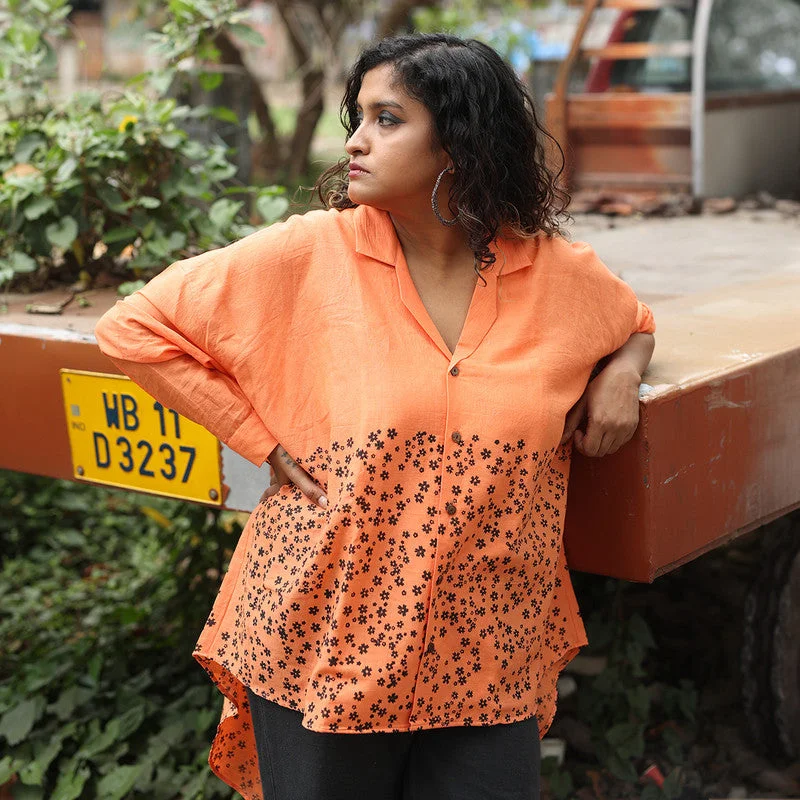 Your Chance to Save is Now!Organic Cotton Shirt for Men & Women | Asymmetrical | Block Printed | Tangerine Your Chance to Save is Now!Organic Cotton Shirt for Men & Women | Asymmetrical | Block Printed | Tangerine