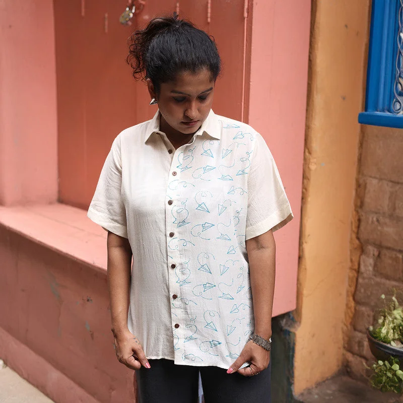 Exclusive Offers You’ll Love!Organic Cotton Shirt for Men & Women | Half Sleeves | Block Printed | White Exclusive Offers You’ll Love!Organic Cotton Shirt for Men & Women | Half Sleeves | Block Printed | White