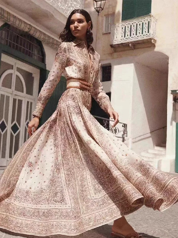 Enjoy Huge Discounts Now!Printed Shirt Belted Dress