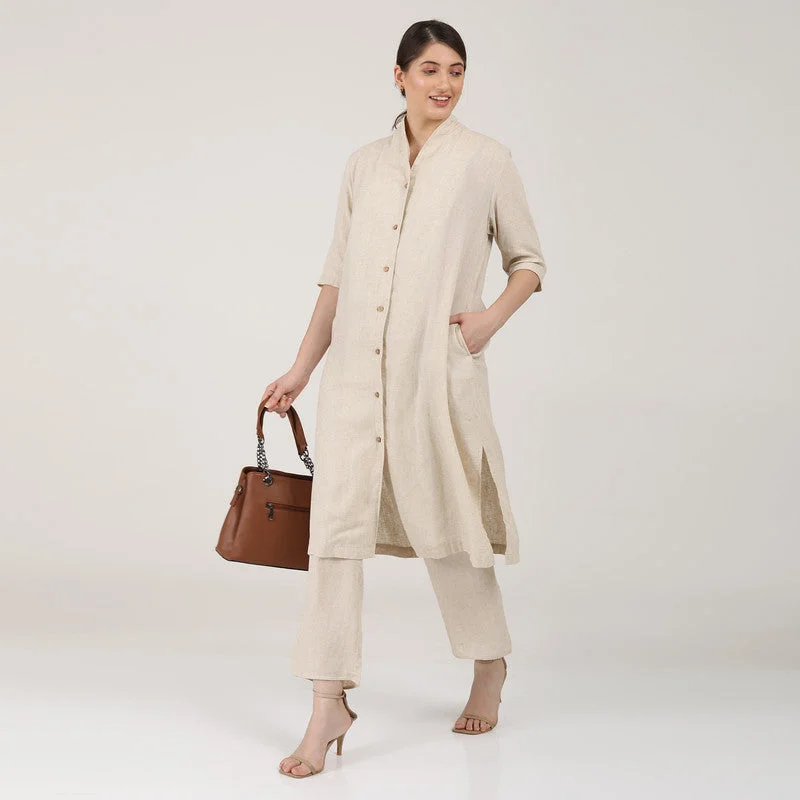 Sale Alert – Get Ready to Shop!Linen Long Shirt Co Ord Set | Beige