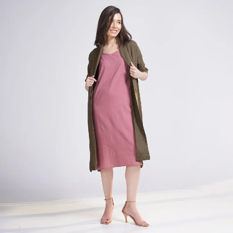 Act Fast – Limited Time Savings!Linen Long Shirt for Women | Quarter Sleeves | Olive