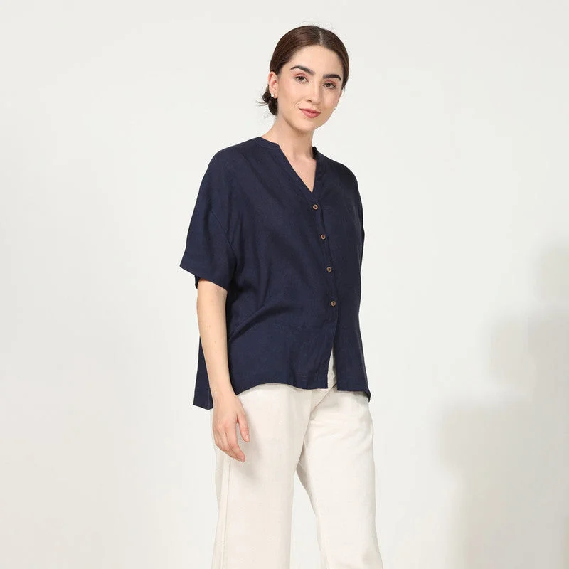 Don’t Wait – Shop Today!Linen Oversized Shirt for Women | Navy