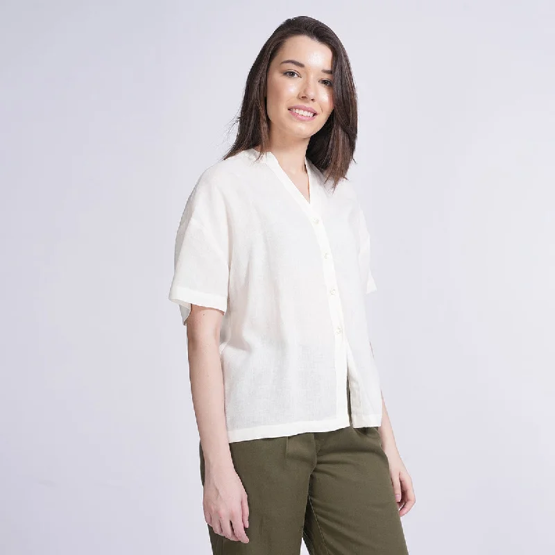 Best Deals Just for You!Linen Shirt for Women | Drop Shoulder | Cream