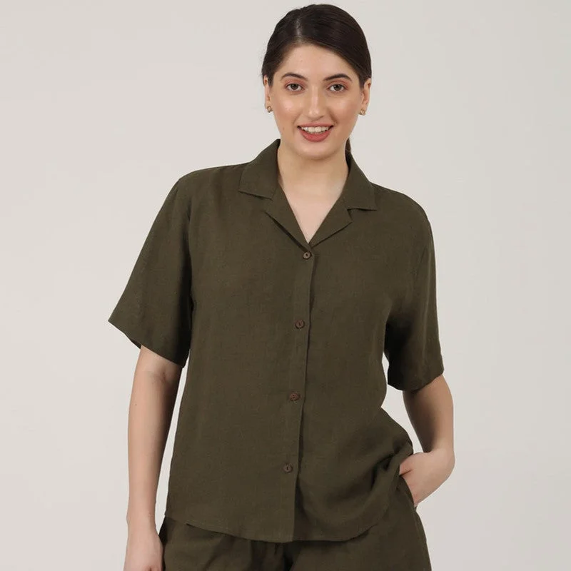 Exclusive Deals Just for You!Linen Shirt for Women | Olive Green | Relax Fit