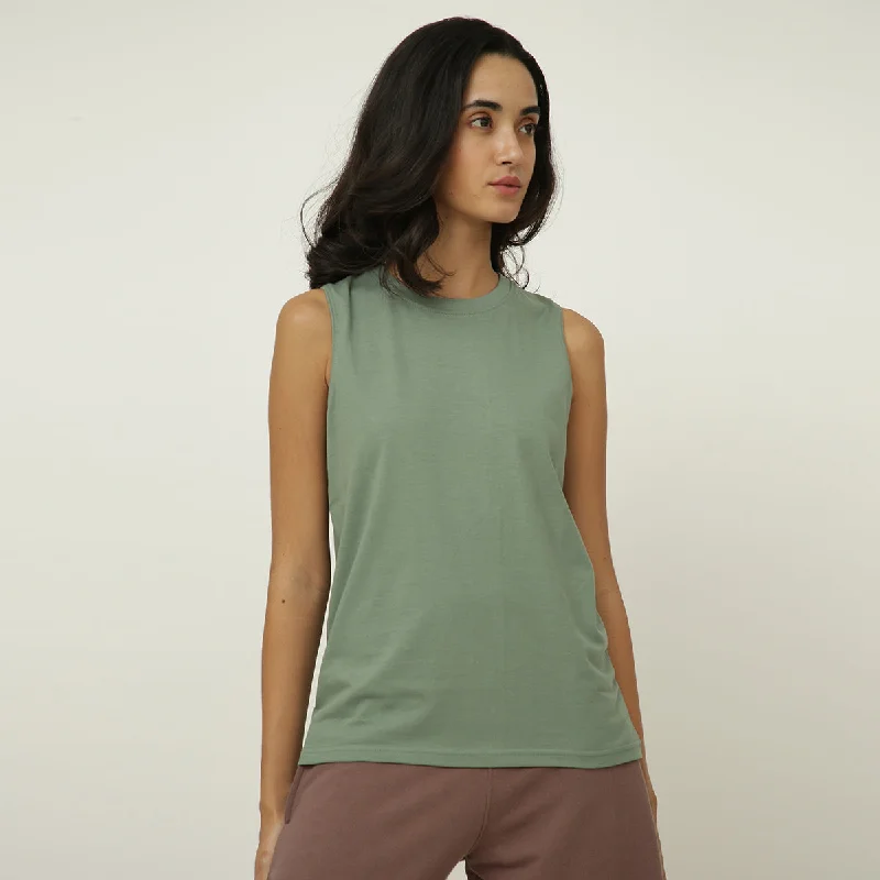 Limited-Time Price Drop!Organic Cotton Tank Top for Women | Round Neck | Sleeveless | Sage Limited-Time Price Drop!Organic Cotton Tank Top for Women | Round Neck | Sleeveless | Sage