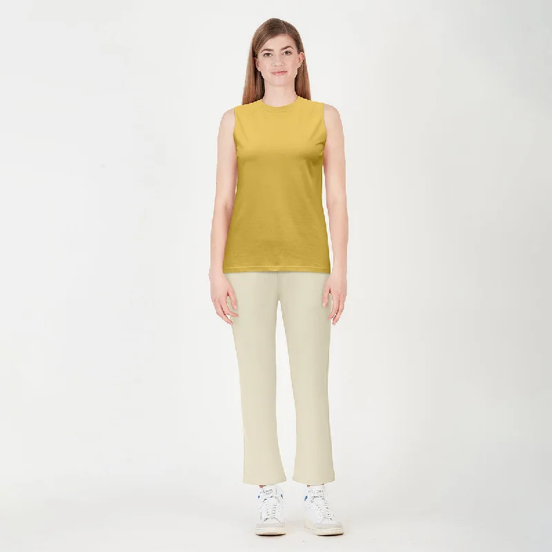 Enjoy Huge Discounts Now!Organic Cotton Tank Top for Women | Round Neck | Sleeveless | Yellow