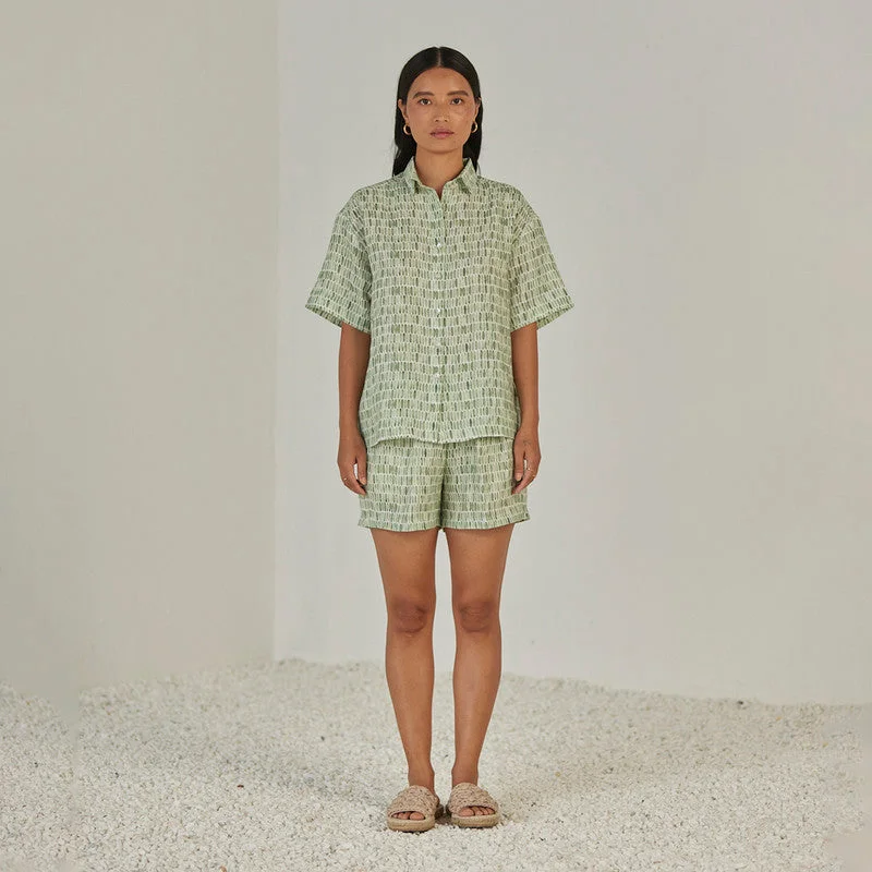 Every Deal is a Steal!Linen Shorts For Women | Elasticated Waist | Watercolour Print | Green Every Deal is a Steal!Linen Shorts For Women | Elasticated Waist | Watercolour Print | Green