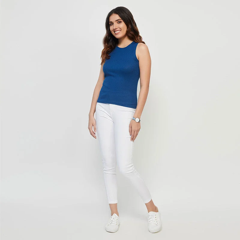 Don't Miss Out!Cotton Ribbed Tank Top | Cobalt Blue