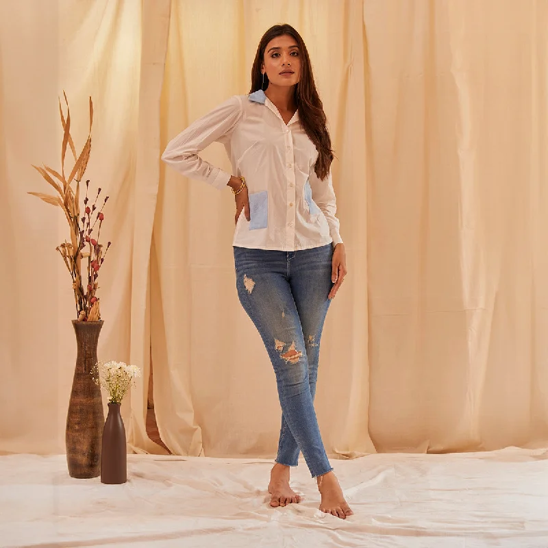 Lowest Prices Guaranteed!Cotton White Shirt for Women | Detachable Panel