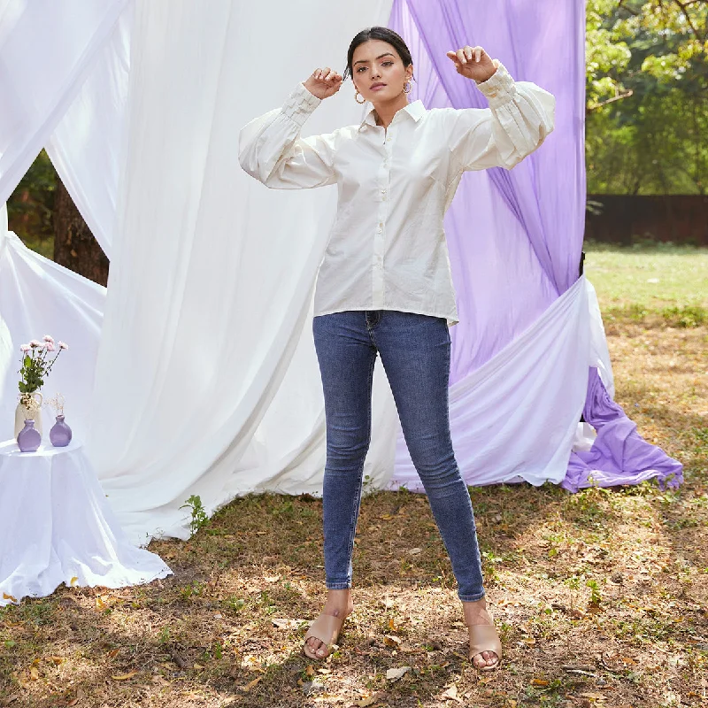 Find the Best Deals Here!White Shirt for Women | Cotton Poplin | Puffed Sleeves
