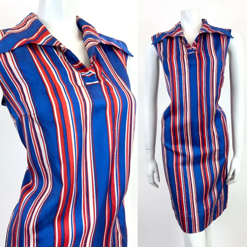 Find Your Perfect Deal Today!VTG 60s 70s ROYAL BLUE RED WHITE STRIPED WING COLLAR MOD SHIRT SHIFT DRESS 12 14 Find Your Perfect Deal Today!VTG 60s 70s ROYAL BLUE RED WHITE STRIPED WING COLLAR MOD SHIRT SHIFT DRESS 12 14