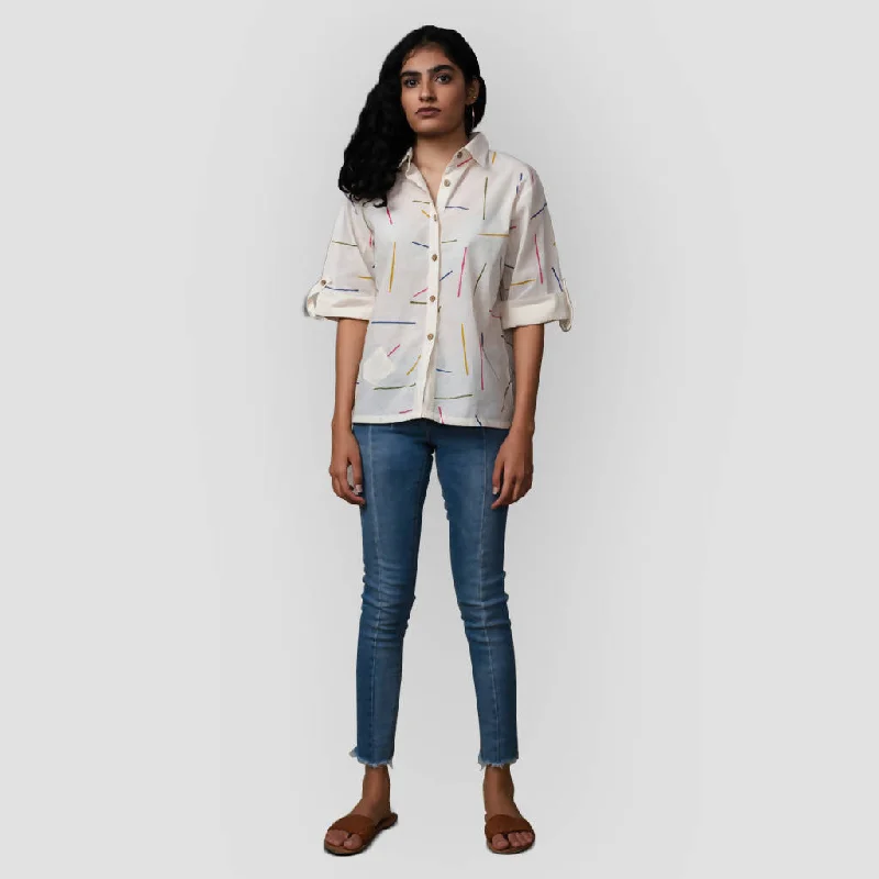 Save Money, Shop Happy!Cotton Handblock Printed Shirt | White