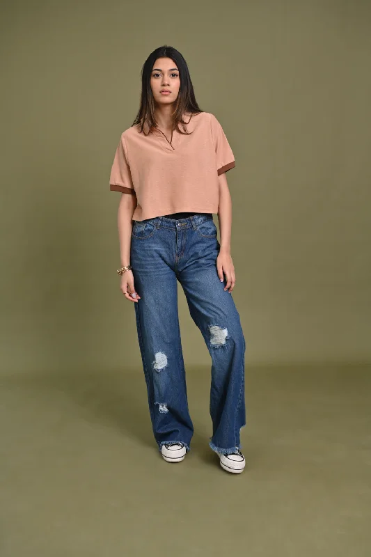 Special Discounts Inside!TEXTURED TEE WITH CONTRAST RIB