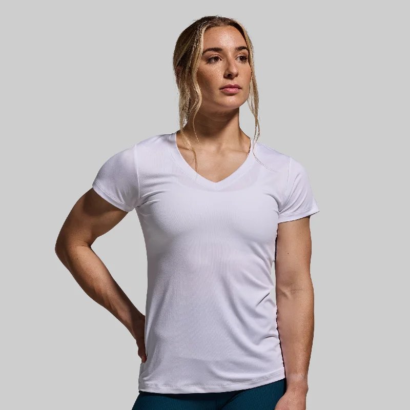 Save More When You Shop More!Athleisure Short Sleeve V-Neck (White)