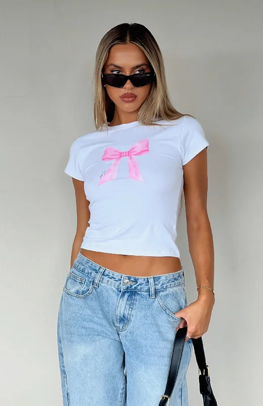 Don't Miss Out!Bow On Top Baby Tee White