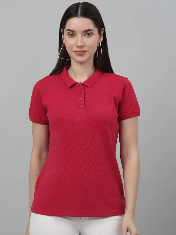 Get It Before It’s Gone!Women's Casual Regular Short Sleeve Pink Polo neck  T-Shirt