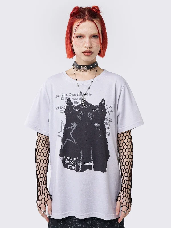 Upgrade for Less!Cautious Kitty Graphic T-shirt