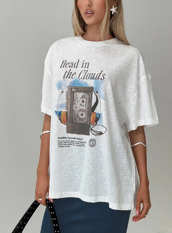 Upgrade for Less!Cloud Cassette Oversized Tee White