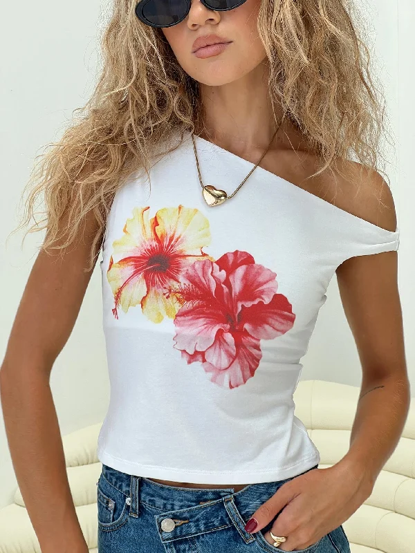 Mega Sale Happening Now!Edwardi Hibiscus Top White