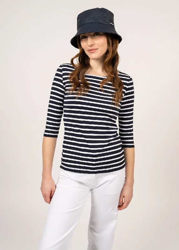 Get Ready to Save!Garde Côte anti-UV striped sailor shirt - 3/4 length sleeves, in recycled jersey (NAVY/NEIGE)
