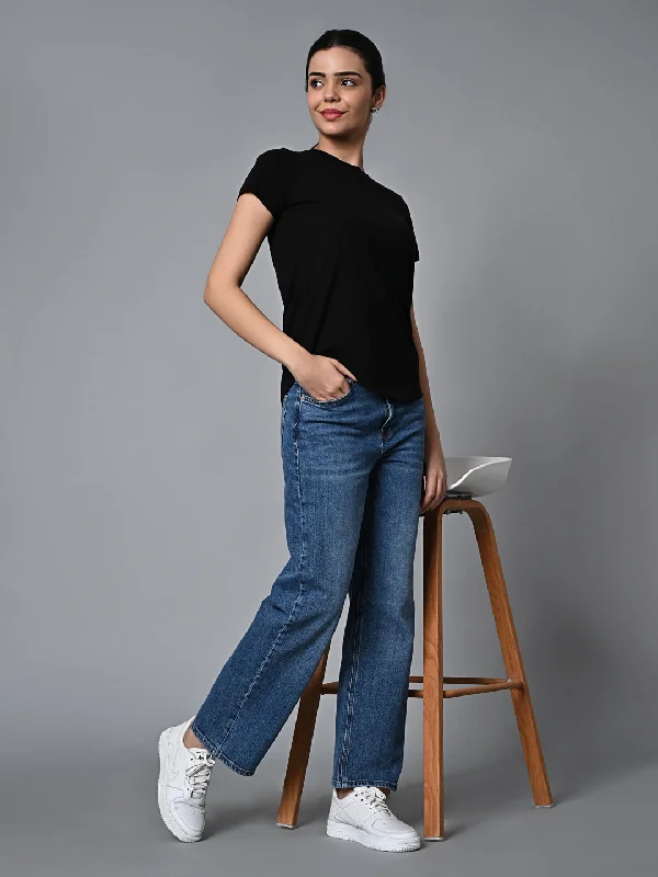 Don't Miss Out!Women's Black Cotton Regular Fit Tshirt