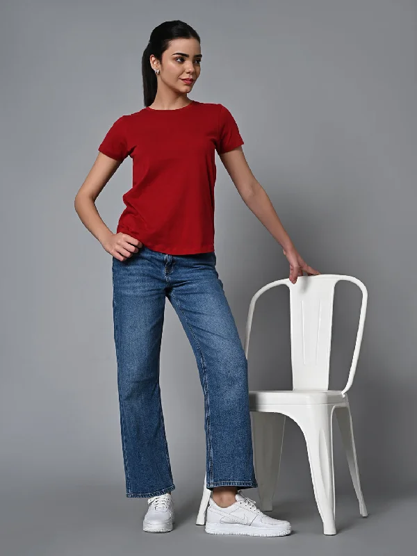 Don’t Wait – Deals Won’t Last!Women's Red Cotton Regular Fit Tshirt