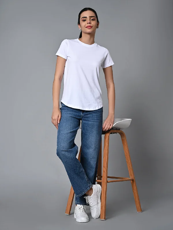 Shop Today, Save Tomorrow!Women's White Cotton Regular Fit Tshirt