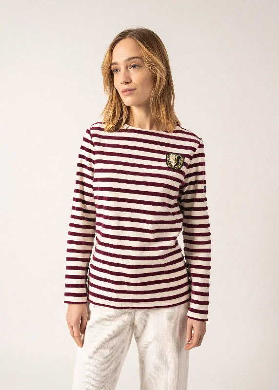 Your Favorite Sale is Back!Méridame Campus Breton Shirt - with embroidered SAINT JAMES crest (ECUME/PRUNE)