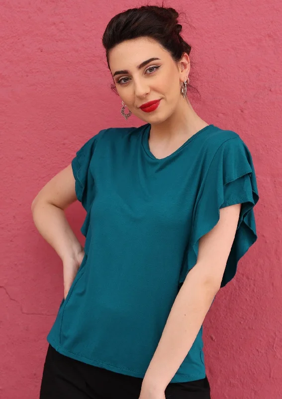 The Best Deals Won’t Wait!Ruffle Tee Teal