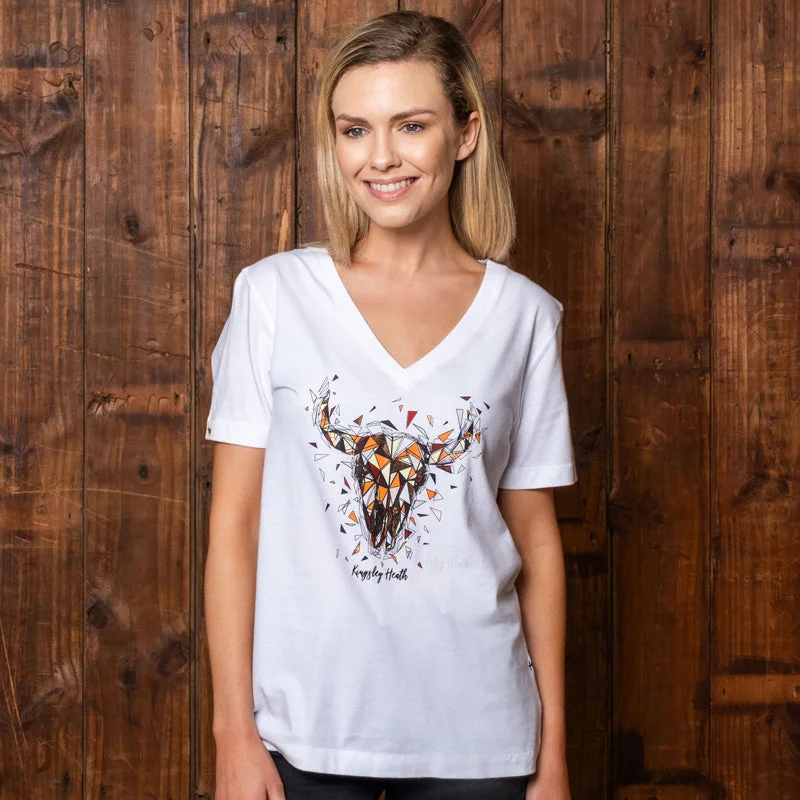 Limited Time Offer!Shattered Skull V-Neck Shabby Tee Pelican