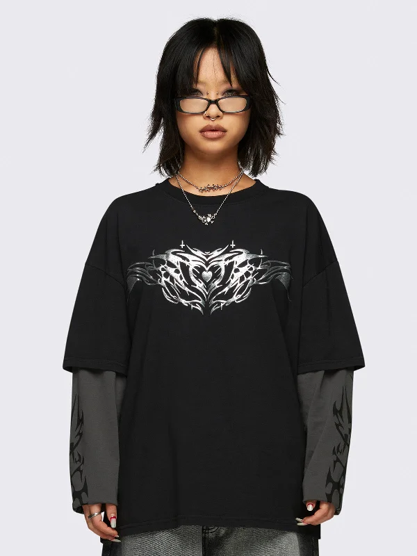Great Deals, Just for You!Silver Heart Layered T-shirt