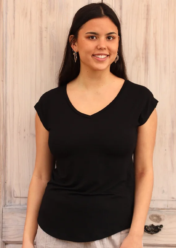 Find Your Perfect Deal Today!Simple Top V-neck Black