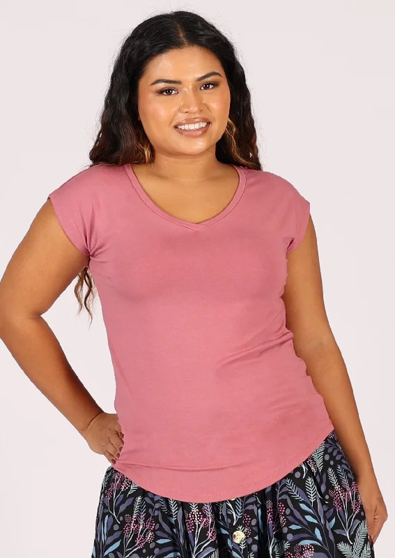 Your Chance to Save is Now!Simple Top V-neck Pink