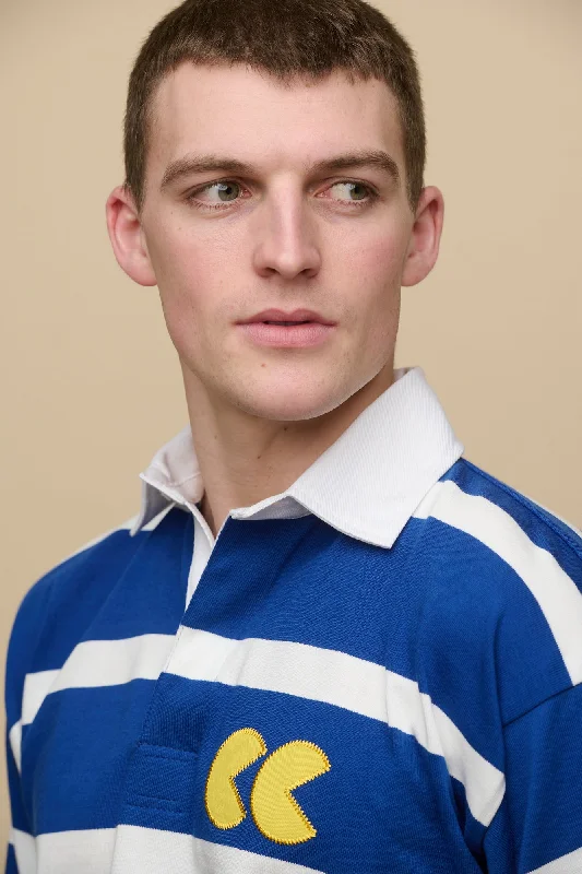 Limited-Time Price Drop!Stripe Logo Rugby Shirt - Blue/White/Yellow