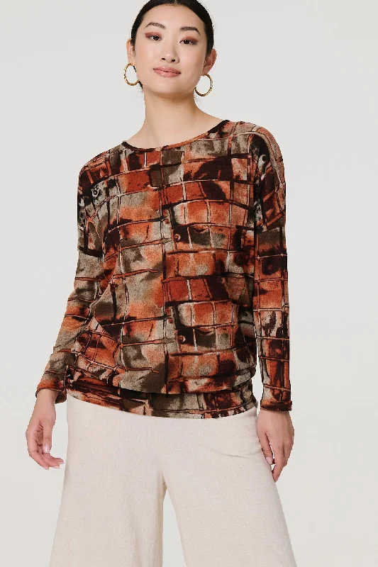 Your Best Deals Are Here!Abstract Long Sleeve Scoop Neck Top