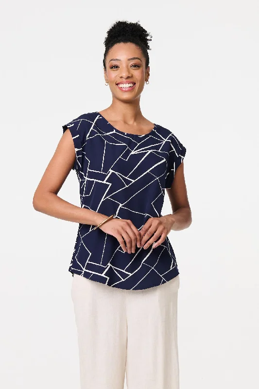 Special Offer – Act Fast!Marble Print Cap Sleeve Shell Top