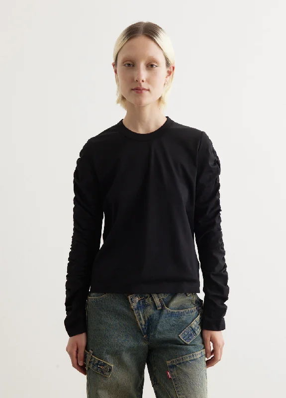 One Click Away from Big Savings!Tulle Sleeve Long Sleeve Top