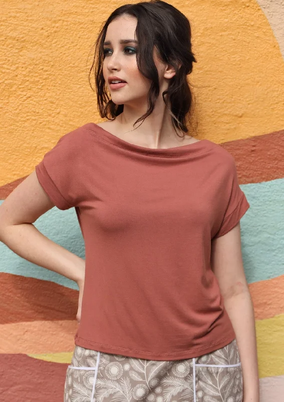 Find the Best Deals Here!Wide Neck Mod Top Dusty Rose