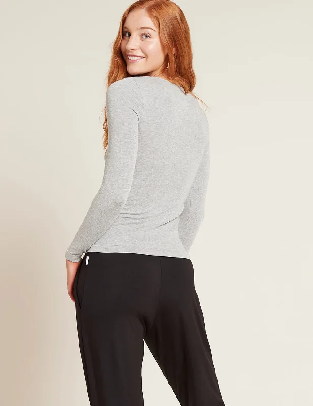 Steals and Deals Await!Women's Long Sleeve Top - Light Grey Marl