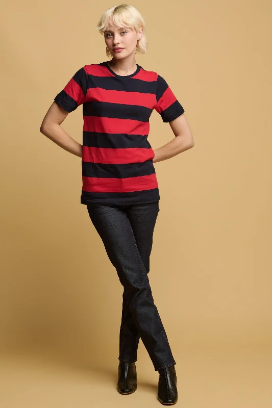 Your Discount is Waiting!Women's Wide Stripe Short Sleeve T Shirt - Red/Navy