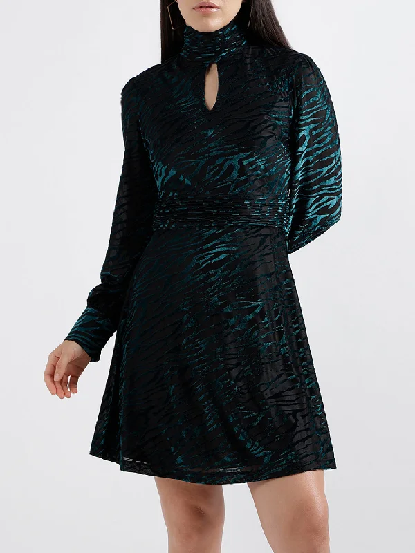 Act Fast – Limited Time Savings!Elle Women Self-Design Full Sleeves High Neck Dress Act Fast – Limited Time Savings!Elle Women Self-Design Full Sleeves High Neck Dress