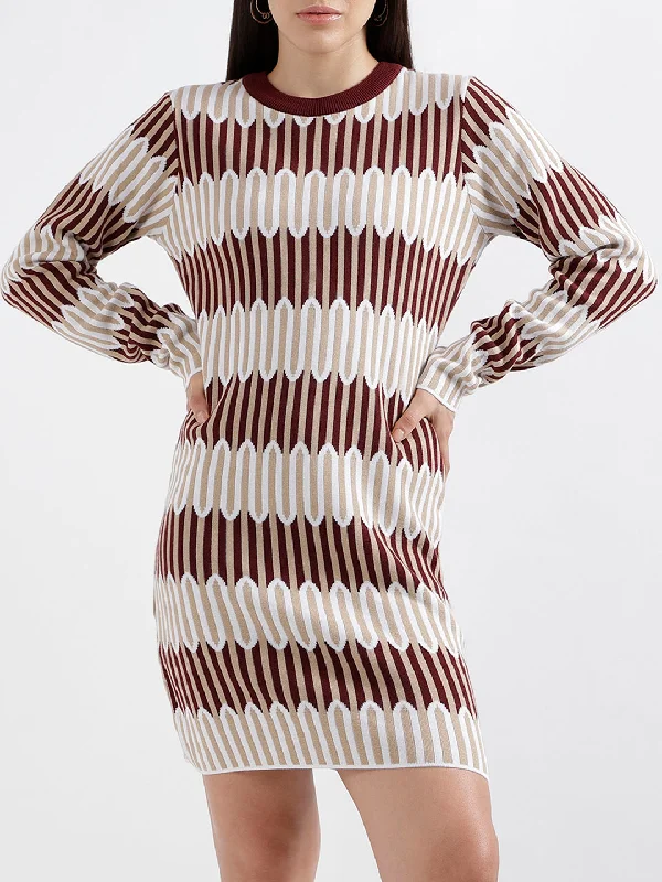 Shop the Hottest Deals!Elle Women Printed Full Sleeves Round Neck Dress
